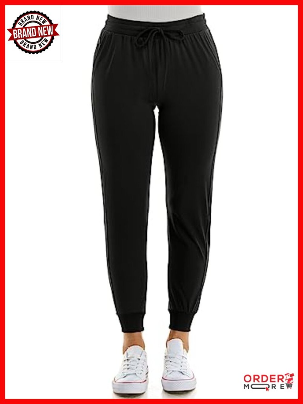 Women's Pull On Jogger Pants with Drawstring Waist Side Pockets